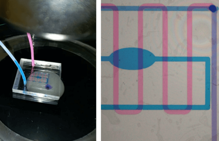 Изготовление и тестирование трехмерного микрофлюидного микромиксера: управление частицами в чипе